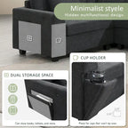 128 Chenille U-Shaped Sectional Sofa with Storage & USB