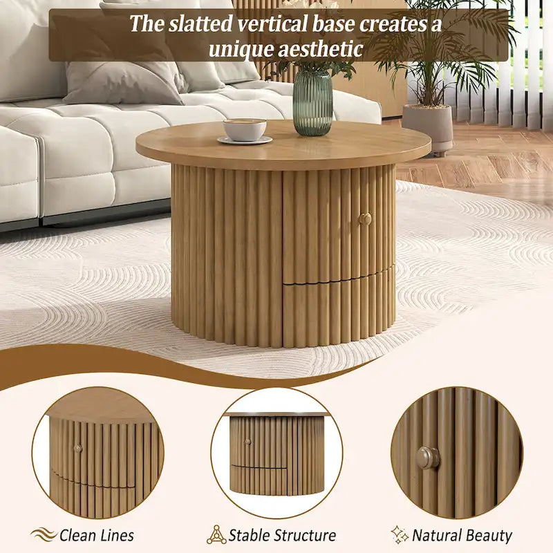 30.5 MDF Coffee Table with Drawer & Slat Base