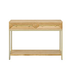 45.5 MDF Retro Console Table with Gold Accents, 2 Storage Drawers and Geometric Design