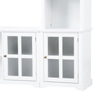 Entertainment Wall Unit with Bridge, Tempered Glass Doors for TVs Up to 70