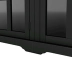Entertainment Wall Unit with Bridge, Tempered Glass Doors for TVs Up to 70