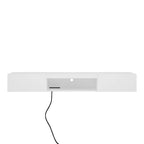 White 63 Floating TV Stand with Storage, LED Lights & Power Outlet for TVs Up to 60