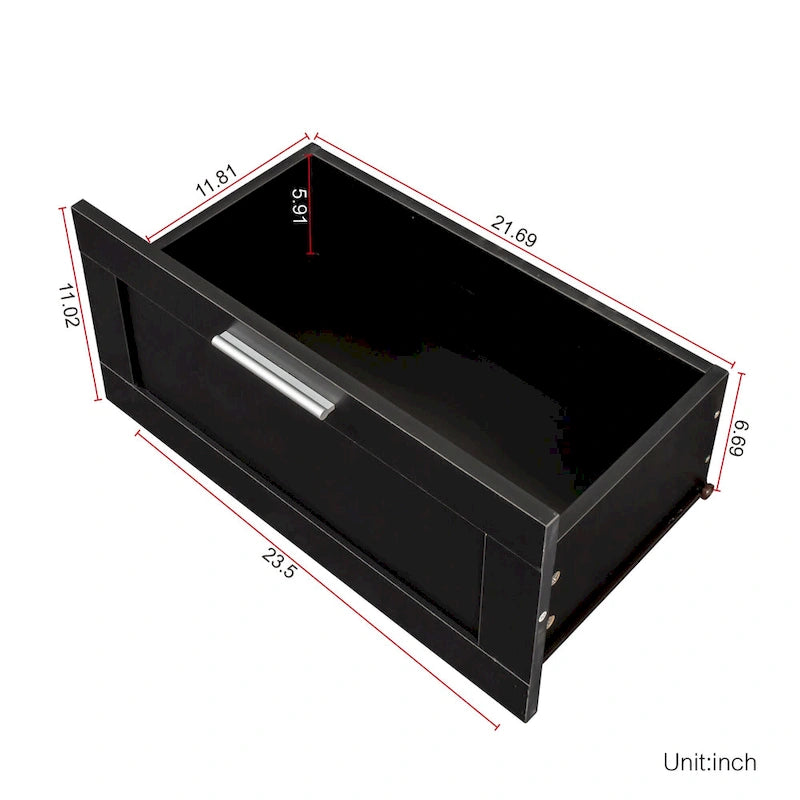 Black 70 TV Stand with Open Storage & Drawers for Living Room