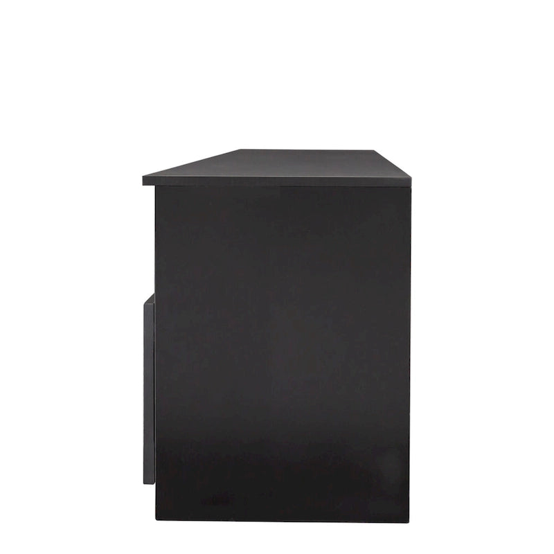 Black 70 TV Stand with Open Storage & Drawers for Living Room