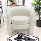 Boucle Upholstered Accent Chair with Curved Back, Plush Seating and No Assembly Required