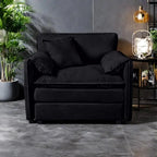 Chenille Modular Armchair with Storage Pockets & Toss Pillow