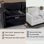 Chenille Modular Armchair with Storage Pockets & Toss Pillow