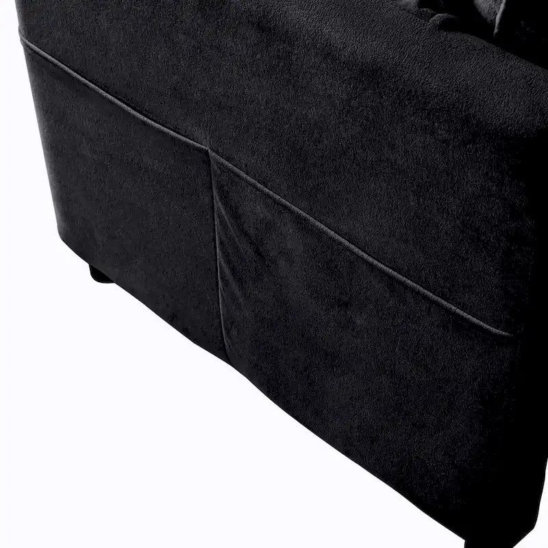 Chenille Modular Armchair with Storage Pockets & Toss Pillow