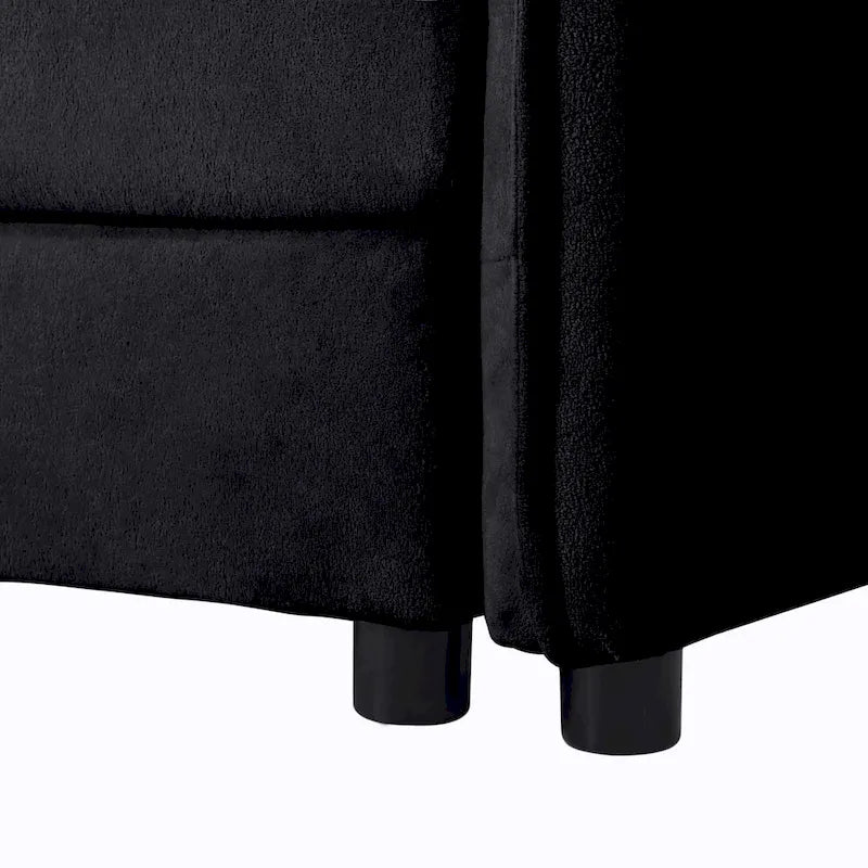 Chenille Modular Armchair with Storage Pockets & Toss Pillow