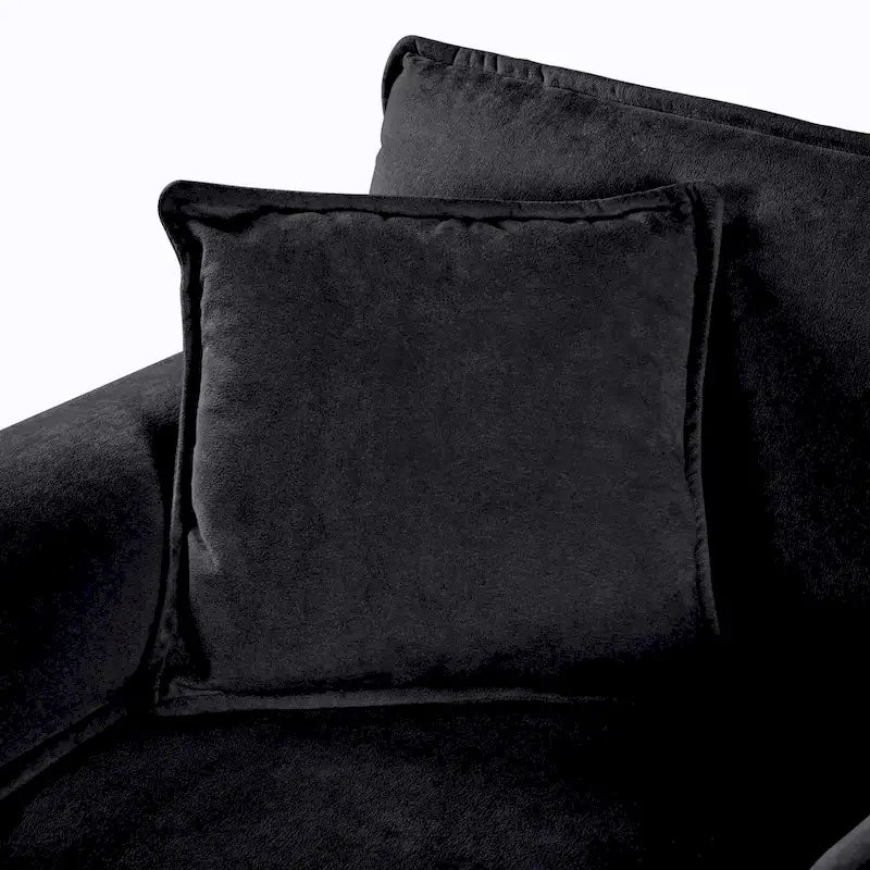 Chenille Modular Armchair with Storage Pockets & Toss Pillow