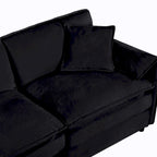 Chenille Modular Armchair with Storage Pockets & Toss Pillow