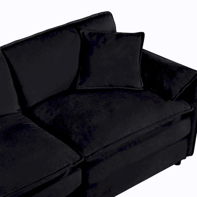 Chenille Modular Armchair with Storage Pockets & Toss Pillow
