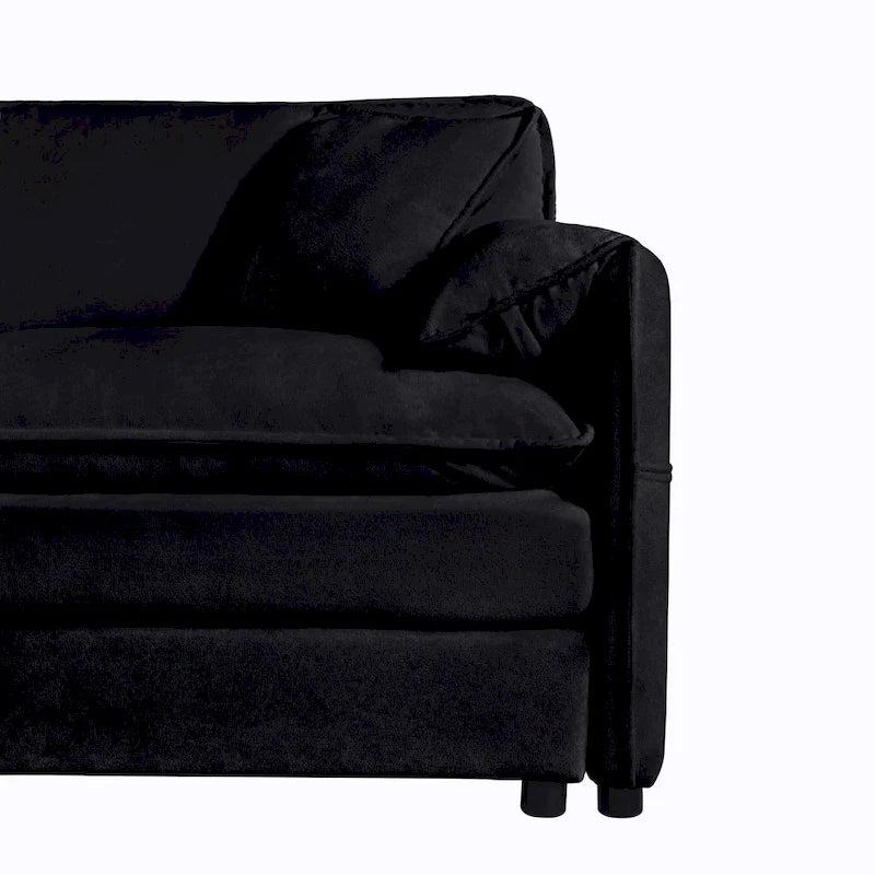 Chenille Modular Armchair with Storage Pockets & Toss Pillow