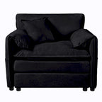Chenille Modular Armchair with Storage Pockets & Toss Pillow