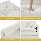 Chenille Modular Armchair with Storage Pockets & Toss Pillow