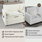 Chenille Modular Armchair with Storage Pockets & Toss Pillow