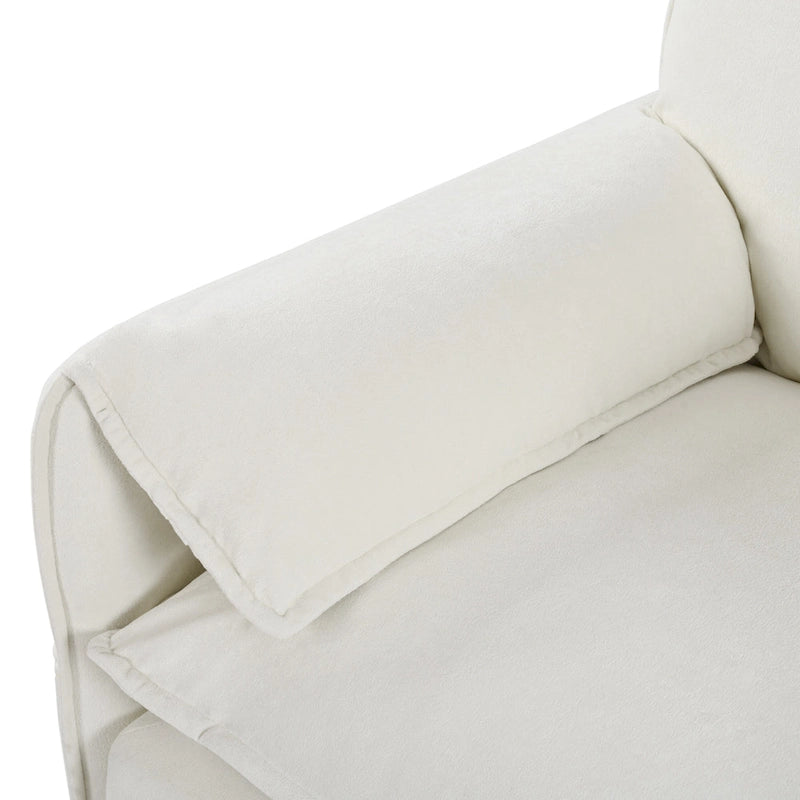 Chenille Modular Armchair with Storage Pockets & Toss Pillow