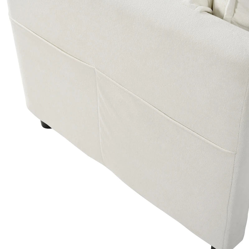 Chenille Modular Armchair with Storage Pockets & Toss Pillow