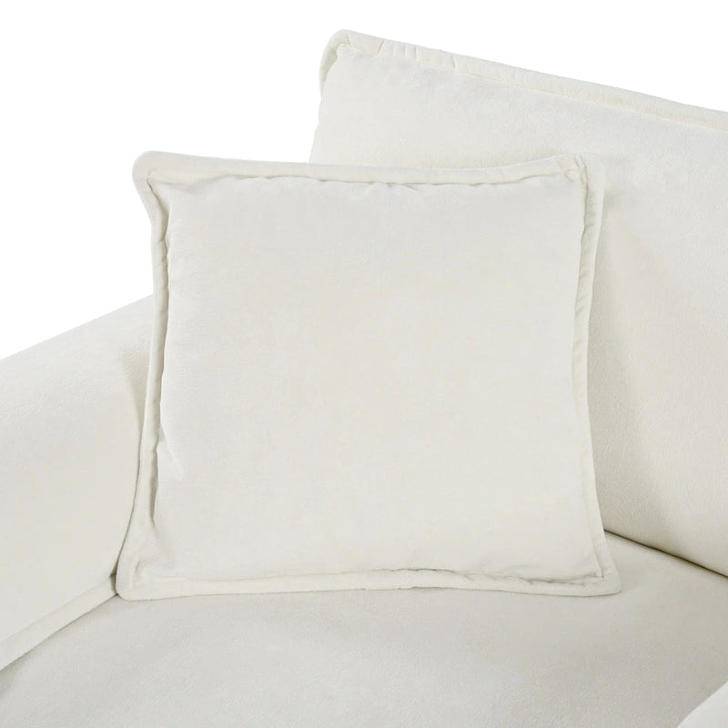 Chenille Modular Armchair with Storage Pockets & Toss Pillow