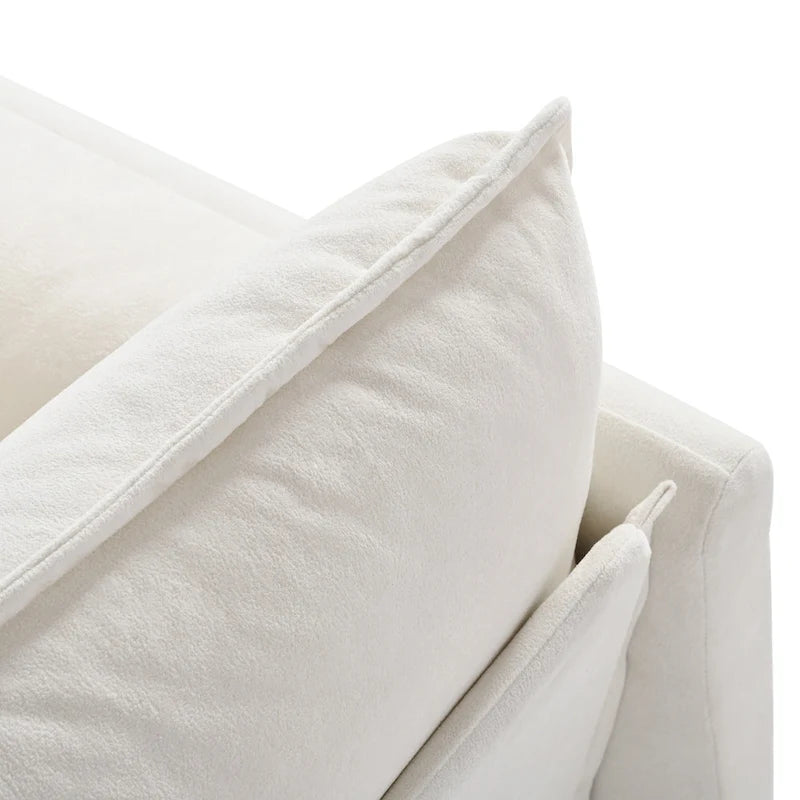 Chenille Modular Armchair with Storage Pockets & Toss Pillow