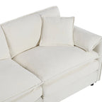Chenille Modular Armchair with Storage Pockets & Toss Pillow