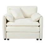 Chenille Modular Armchair with Storage Pockets & Toss Pillow
