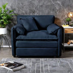 Chenille Modular Armchair with Storage Pockets & Toss Pillow