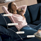 Chenille Modular Armchair with Storage Pockets & Toss Pillow