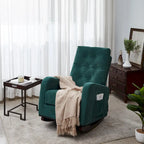 Modern 28.74 High Back Upholstered Buttons Tufted Rocking Chair with Solid Wood Legs and Side Pocket