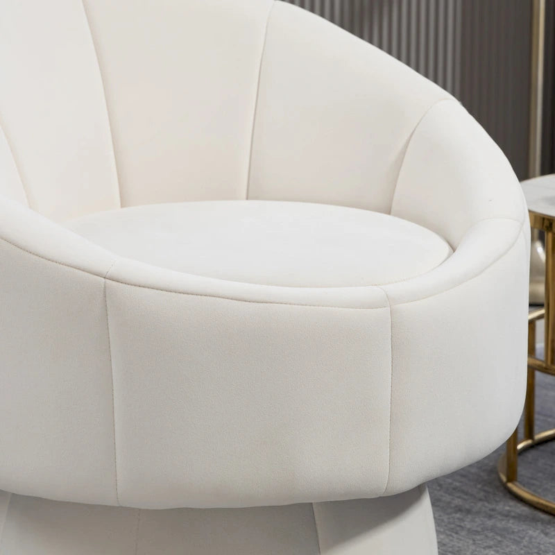 Modern 28.75 Velvet Upholstered 360 Swivel Accent Chair with Wood Frame and Waist Cushion