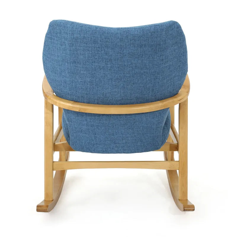 Solid Wood Rocking Chair with Linen Cushion and Premium Handcrafted