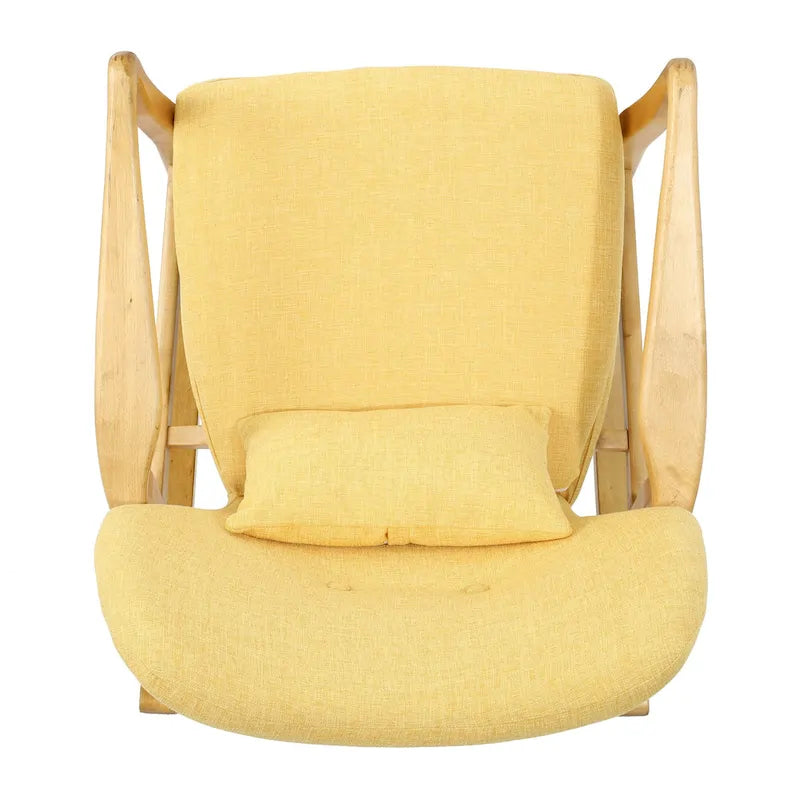 Solid Wood Rocking Chair with Linen Cushion and Premium Handcrafted
