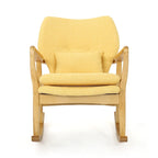 Solid Wood Rocking Chair with Linen Cushion and Premium Handcrafted