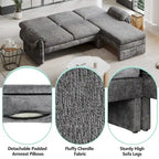 94.1 Chenille L-Shaped Futon Sofa with Adjustable Backrest & Reversible Chaise