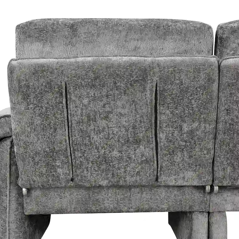 94.1 Chenille L-Shaped Futon Sofa with Adjustable Backrest & Reversible Chaise