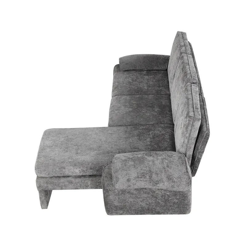 94.1 Chenille L-Shaped Futon Sofa with Adjustable Backrest & Reversible Chaise
