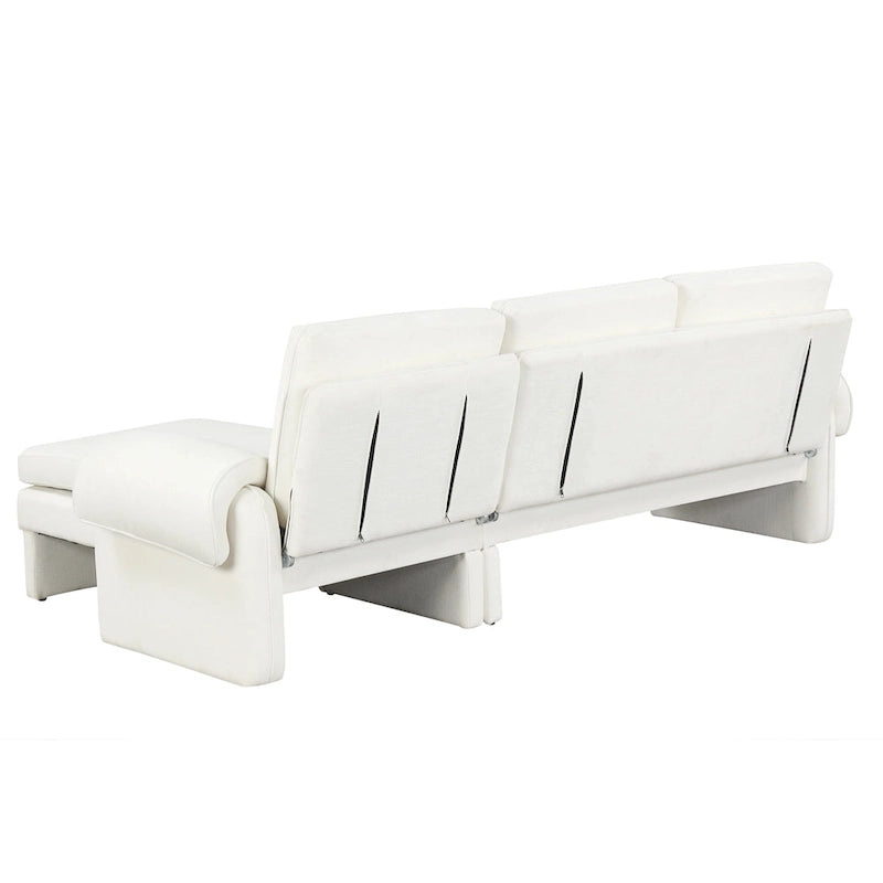 94.1 Chenille L-Shaped Futon Sofa with Adjustable Backrest & Reversible Chaise