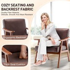 Dark Brown Modern 26 Accent Chair with Solid Wood Frame and Extra-Thick Backrest