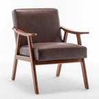 Dark Brown Modern 26 Accent Chair with Solid Wood Frame and Extra-Thick Backrest