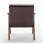 Dark Brown Modern 26 Accent Chair with Solid Wood Frame and Extra-Thick Backrest