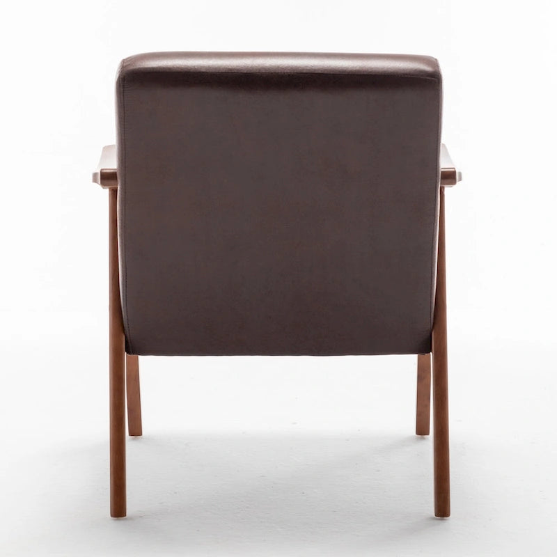 Dark Brown Modern 26 Accent Chair with Solid Wood Frame and Extra-Thick Backrest