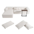 112 Boucle Modular Sectional Sofa with Free Side Table, Wide Seat Design and No Assembly Required