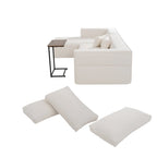 112 Boucle Modular Sectional Sofa with Free Side Table, Wide Seat Design and No Assembly Required