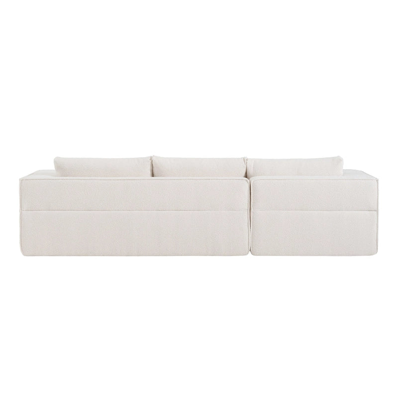 112 Boucle Modular Sectional Sofa with Free Side Table, Wide Seat Design and No Assembly Required