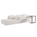 112 Boucle Modular Sectional Sofa with Free Side Table, Wide Seat Design and No Assembly Required
