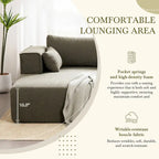 112 Boucle Modular Sectional Sofa with Free Side Table, Wide Seat Design and No Assembly Required
