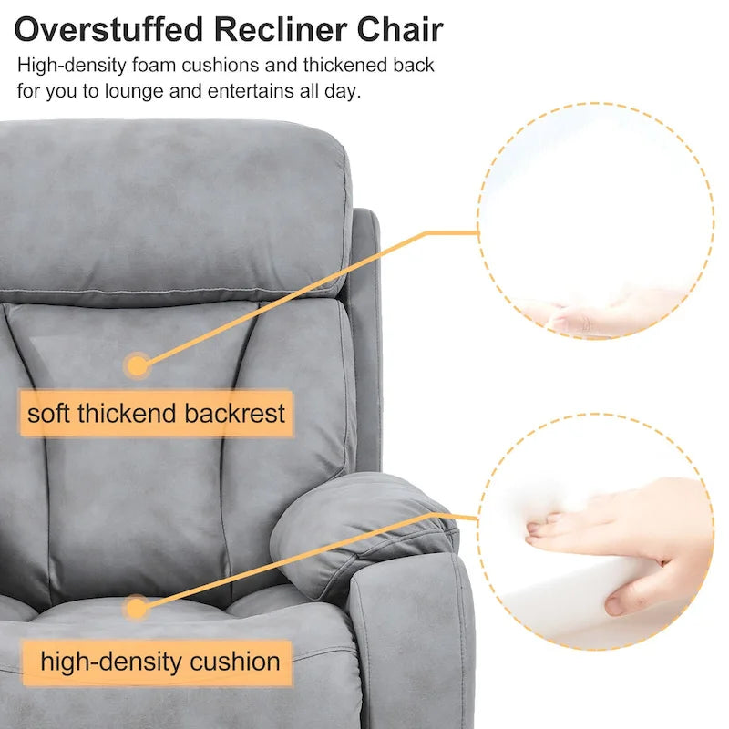 Grey Wide Seat Power Lift Recliner for Seniors with Remote Control, Side Pocket, and Adjustable Recline Options