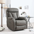 Grey Wide Seat Power Lift Recliner for Seniors with Remote Control, Side Pocket, and Adjustable Recline Options
