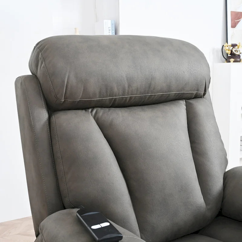 Grey Wide Seat Power Lift Recliner for Seniors with Remote Control, Side Pocket, and Adjustable Recline Options