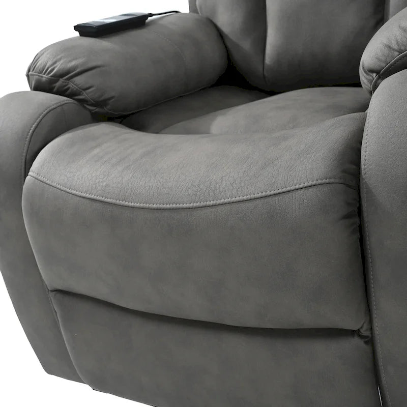 Grey Wide Seat Power Lift Recliner for Seniors with Remote Control, Side Pocket, and Adjustable Recline Options